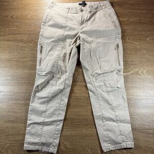 White House Black Market Women's Cargo Pants Size 8 Beige Stretch Utility